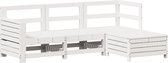vidaXL - 4-delige - Loungeset - massief - grenenhout - wit