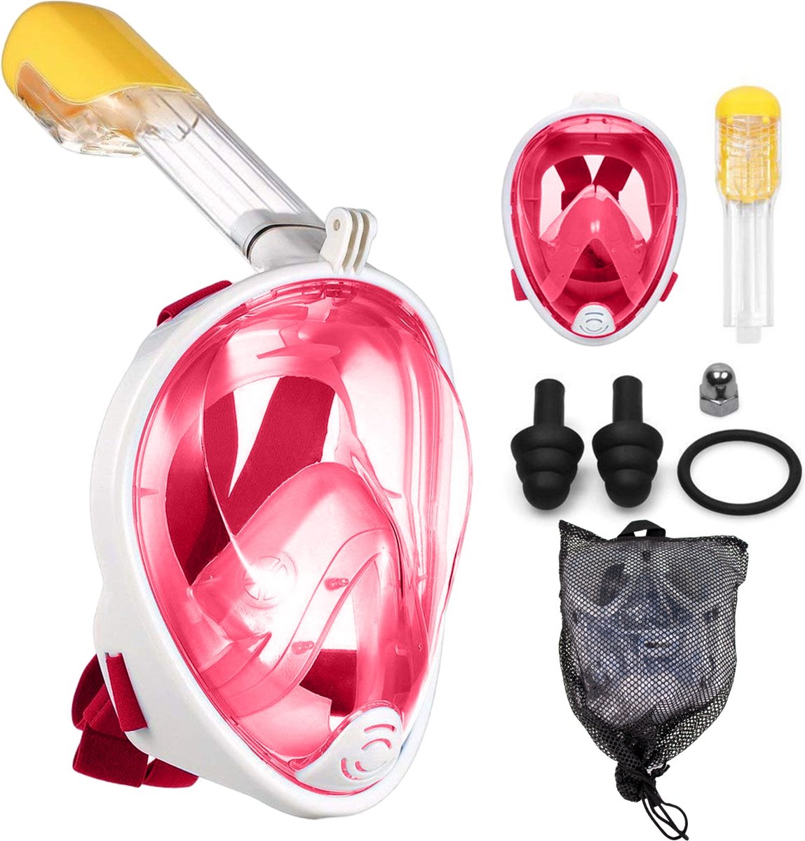Ferodelli Snorkelmasker - Snorkel - Snorkelbril - Snorkelset - Duikbril - Duikmasker - Full Face - Volwassenen - Roze