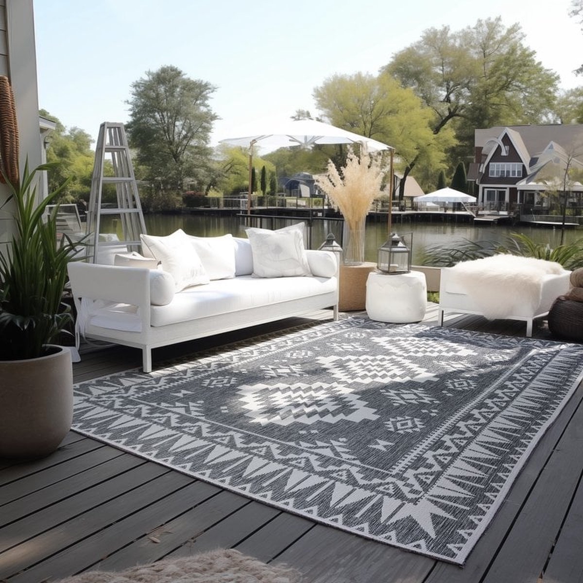 flycarpets Elle Decoration - Binnen & Buitenkleed - Omkeerbaar - Gemini - Zilver - 200x290 cm