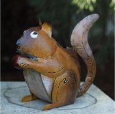 Tuinbeeld - Bruine gezellige eekhoorn gieter - 28 cm hoog