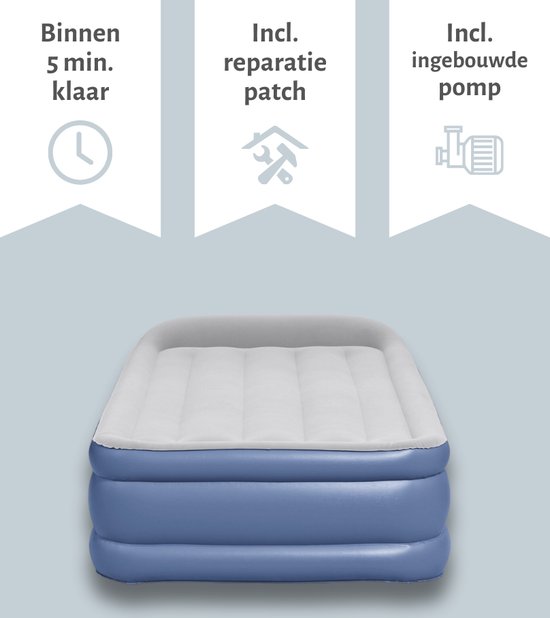 Bestway luchtbed - 1-Persoons - 97 x 191 x 46 cm - Grijs/Blauw - Inclusief pomp - Reparatieset van Bestway — afbeelding 5