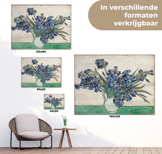 Affiche de jardin Vincent van Gogh 2 - Nature morte aux iris - Peinture de Vincent van Gogh Affiche de jardin toile lâche 40x30 cm - Toile de jardin/Toile d'extérieur/ Peintures pour l'extérieur (décoration de jardin)