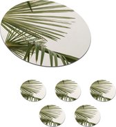Onderzetters voor glazen - Rond - Palmbladeren - Groen - Natuur - 10x10 cm - Glasonderzetters - 6 stuks