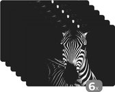 Placemat - Placemats kunststof - Zebra - Zwart - Wit - Dieren - 45x30 cm - 6 stuks - Hittebestendig - Anti-Slip - Onderlegger - Afneembaar