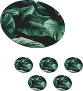 Onderzetters voor glazen - Rond - Jungle - Bladeren - Tropisch - Planten - Natuur - 10x10 cm - Glasonderzetters - 6 stuks