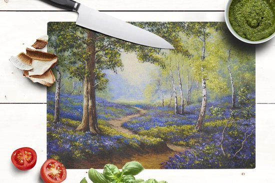 Planche à découper en Verres - 39x28 - Peinture - Nature - Forêt - Fleurs - Peinture à l'huile - Planches à découper en Glas