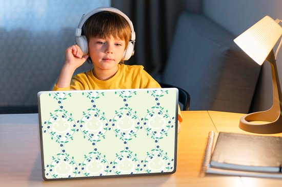 Sticker ordinateur portable - 10,1 pouces - Vert - Blauw - Bloem - Design