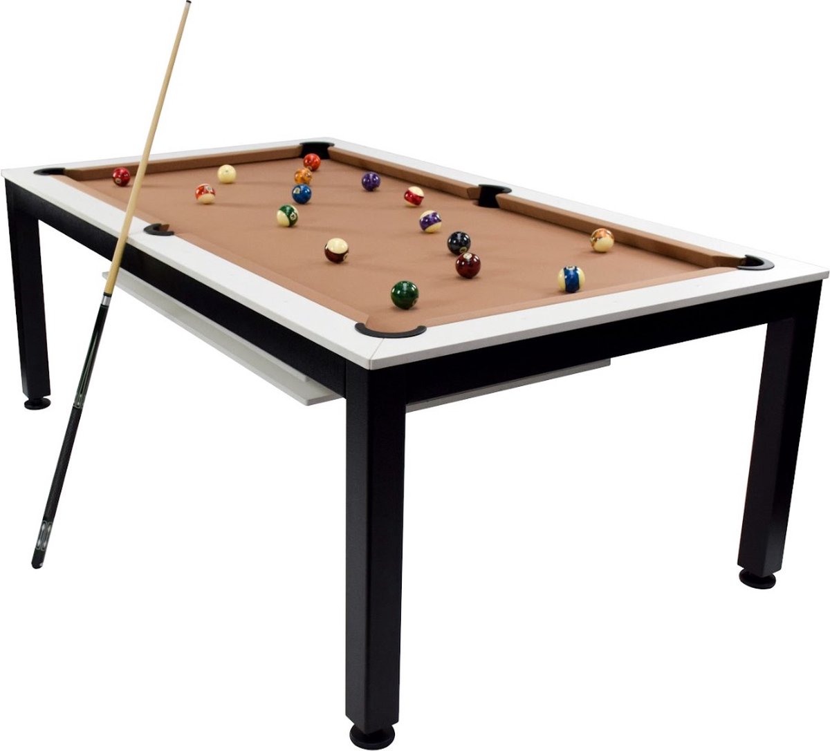 NORTH Essence Pooltafel/Eettafel Zwart/Wit 7FT