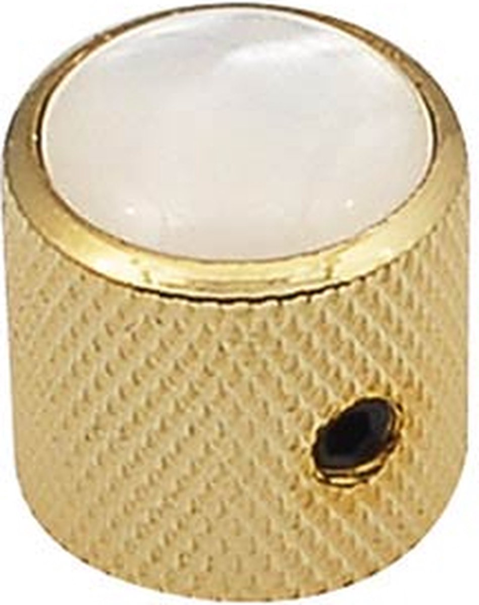 dome knob with pearloid inlay, 18x18mm with set screw, gold