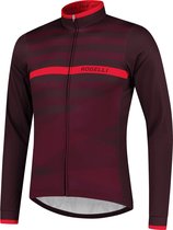 Rogelli Stripe Fietsshirt Lange Mouw - Wielershirt Heren - Bordeaux/Paars/Rood - Maat L