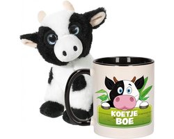 Heunec Koeien Cadeau set kind - Koeien knuffel 14 cm en drinkbeker 300ml