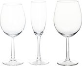 Excellent Houseware Wijnglazen set - 18-delig - glas - 3 soorten