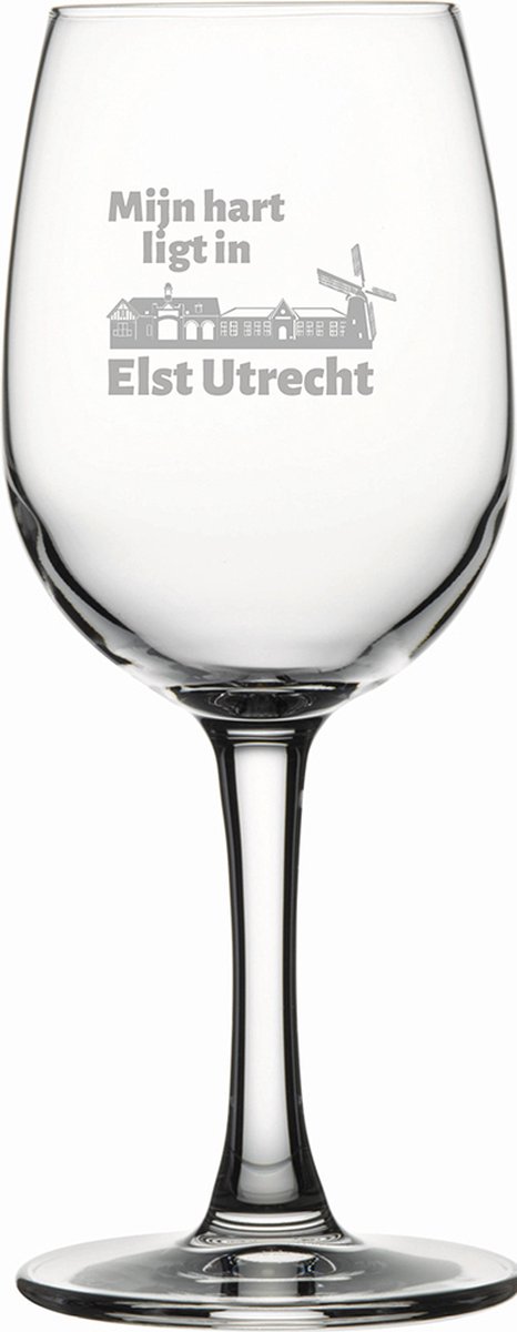 Gegraveerde witte wijnglas 26cl Elst Utrecht
