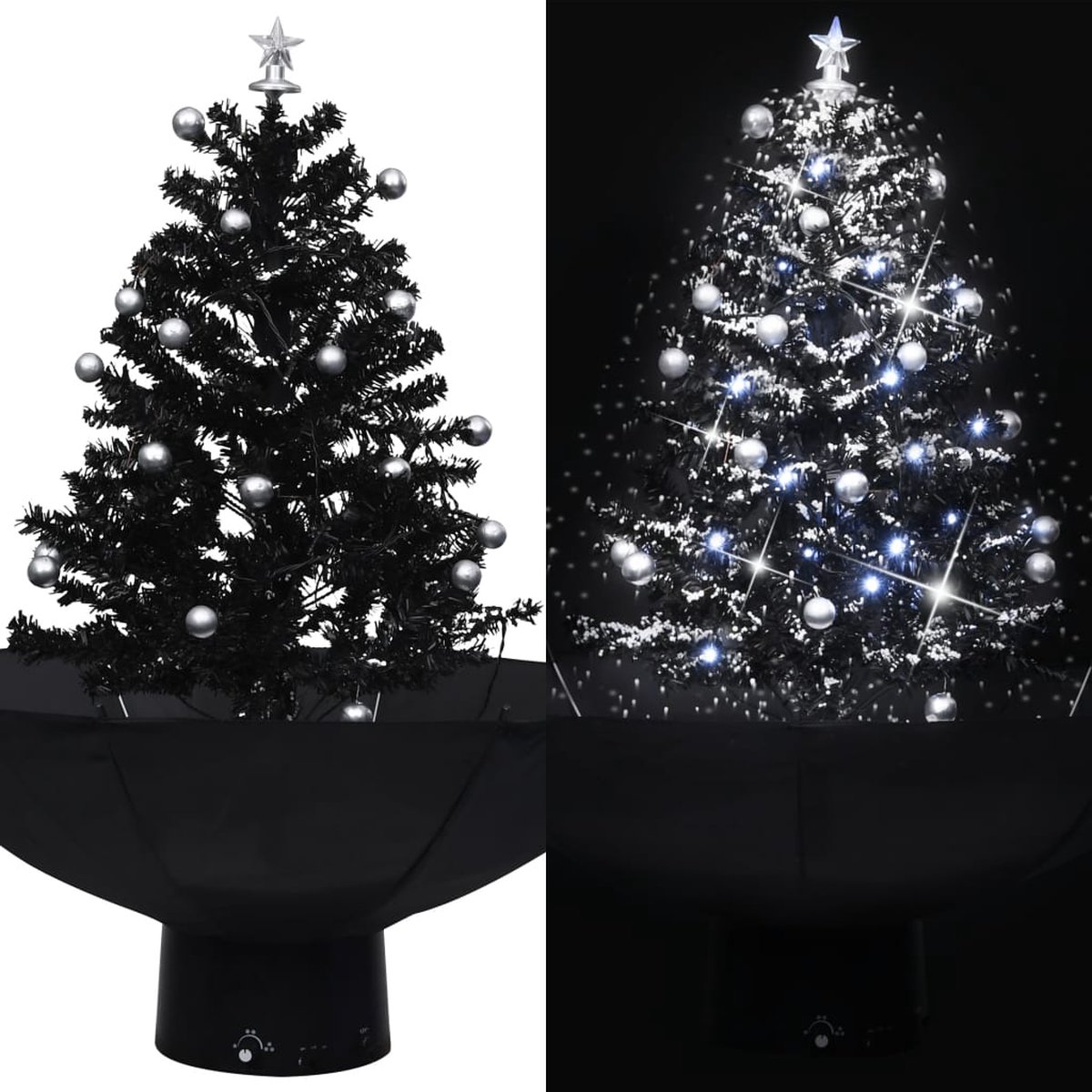 Prolenta Premium - Kerstboom sneeuwend met paraplubasis 75 cm PVC zwart