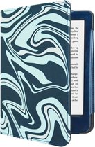 Hoesje Geschikt voor Kobo Clara 2E Luxe Sleepcover - Book Case Hoes Cover - Abstract Petroleum kleuren