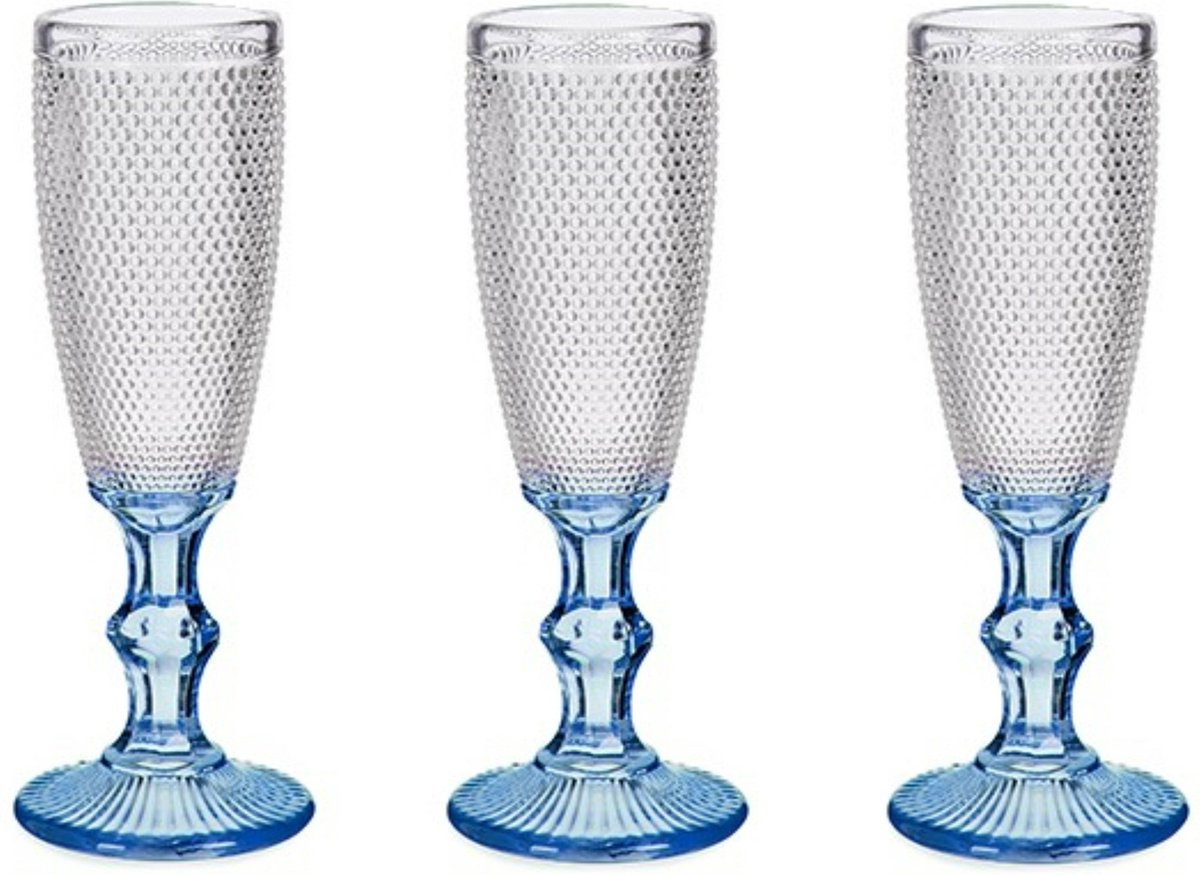 Vivalto - Luxe Champagneglazen Monaco serie set 6x blauwe voet 180 ml