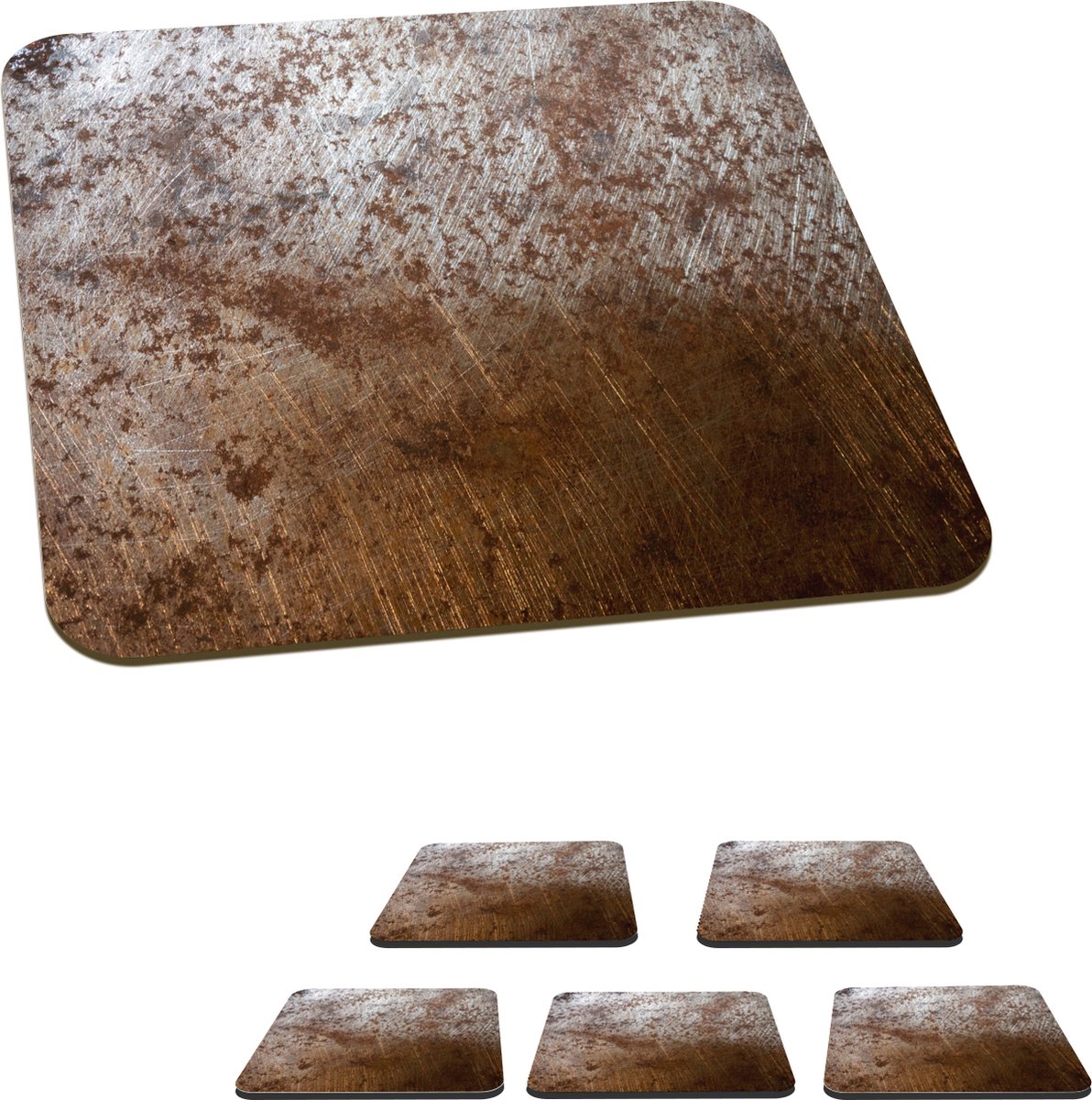 Onderzetters voor glazen - IJzer - Roest - Verweerd - 10x10 cm - Glasonderzetters - 6 stuks