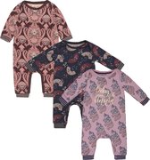 Charlie Choe - 3pack - Boxpakjes - slaappakjes - Bruin met prints - Navy met waaier - Roze met unicorn - Maat 56