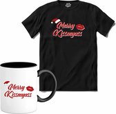 Merry kissmyass - T-Shirt met mok - Dames - Zwart - Maat M