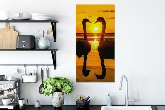 OneMillionCanvasses - Toile - Tableau - Cygne - Coucher de soleil - Water - Vogel - Toile - 40x80 cm - Décoration murale - Intérieur