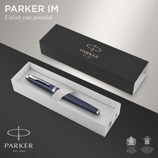 Parker IM-vulpen | Matblauw | Medium penpunt met blauwe inktnavulling | Met geschenkdoos