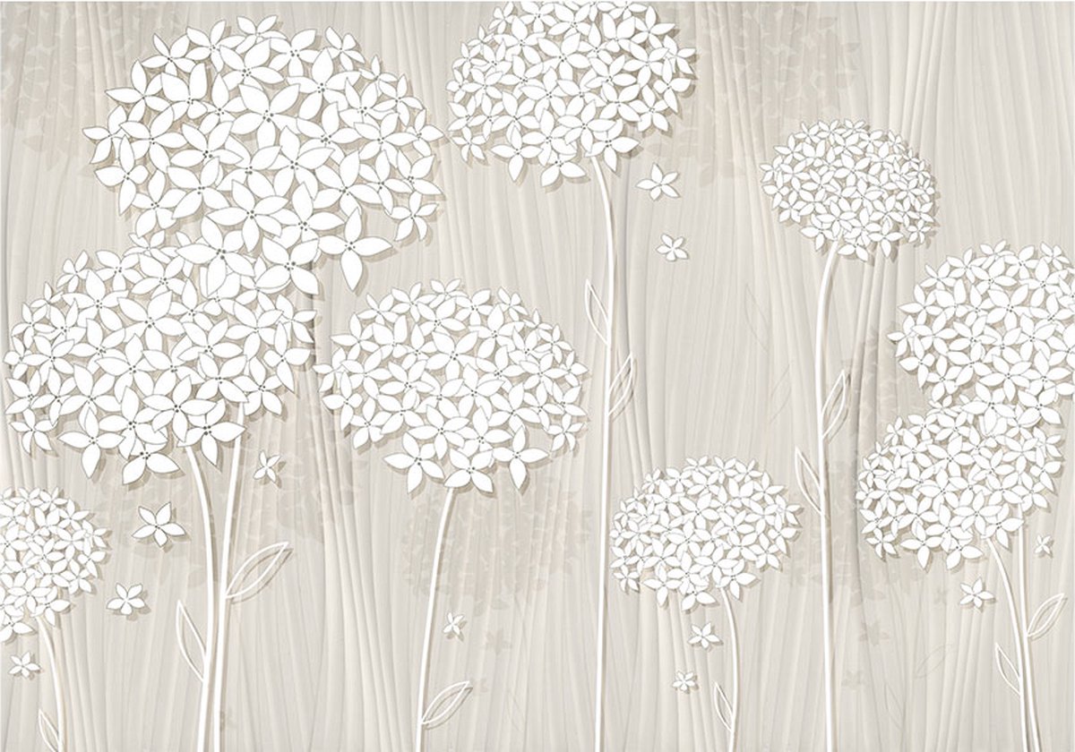 Fotobehangkoning - Behang - Vliesbehang - Fotobehang - Creamy Daintiness - Bloemen - 400 x 280 cm