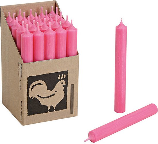 Hahn Dinerkaarsen - Roze - 25x stuks - 18 cm - sfeer kaarsen - 7 branduren - kandelaar