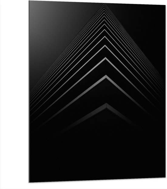 WallClassics - Dibond - Stapel Zwarte Abstracte Platen - 75x100 cm Foto op Aluminium (Met Ophangsysteem)
