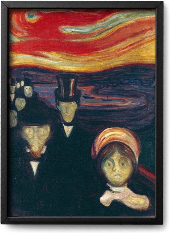 Poster Edvard Munch – A3 - 30 x 42 cm - Inclusief lijst (Zwart) Art - Kunst - Grootmeester - Poster van Edvard Munch - GrootmeesterKunst