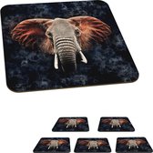 Sous- Sous-verres - Éléphant - Rouge - Animaux - 10x10 cm - 6 pièces