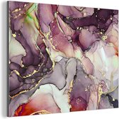Décoration murale Métal - Aluminium Peinture Industrielle - Marbre - Rouge - Violet - Or - 40x30 cm - Dibond - Photo sur aluminium - Décoration murale industrielle - Pour le salon / chambre