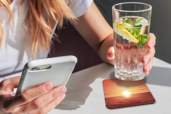 Sous-verres -verres - Mer - Soleil - Oranje - 10x10 cm - 6 pièces