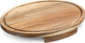 Navaris ovale houten snijplank plaatsbesparend - 42 x 32 x 3 cm - Keukenplank van acaciahout - Voor de hoek van het aanrecht