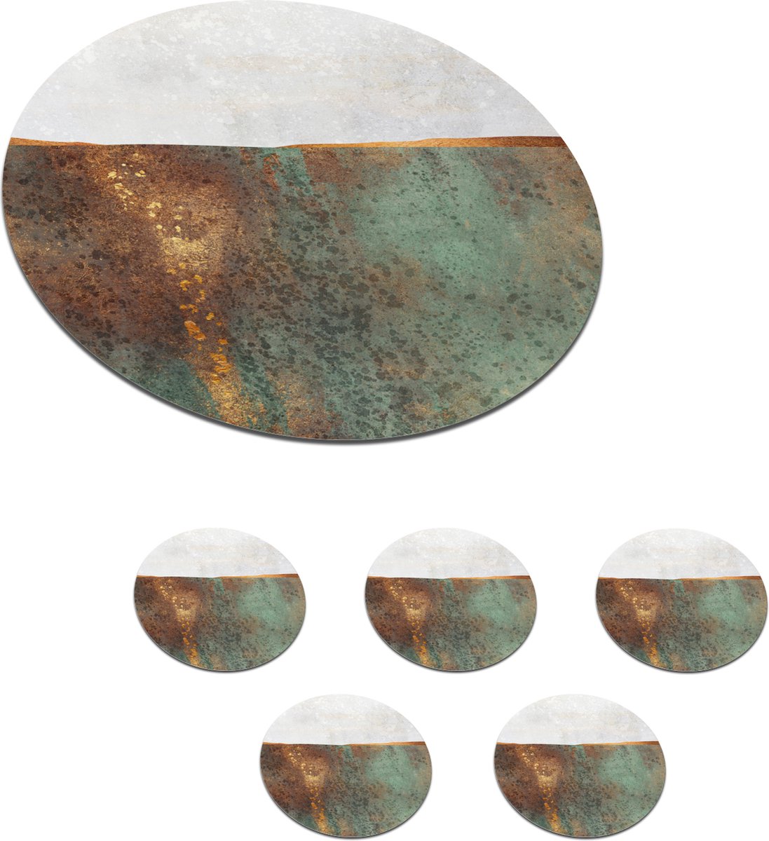 Onderzetters voor glazen - Rond - Abstract - Luxe - Goud - 10x10 cm - Glasonderzetters - 6 stuks