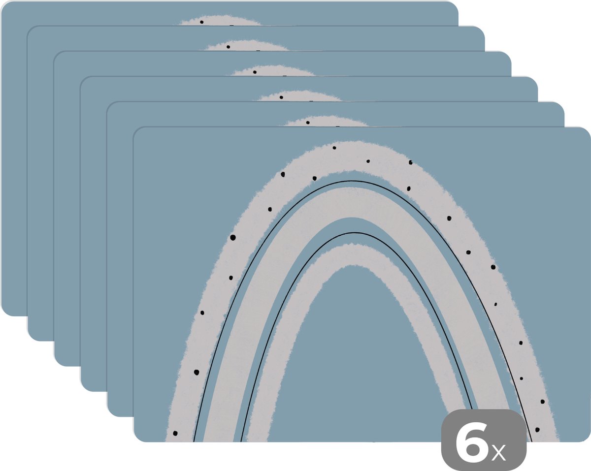 Placemat - Regenboog - Pastel - Abstract - Onderleggers - Placemats - Tafel - 45x30 cm - 6 stuks