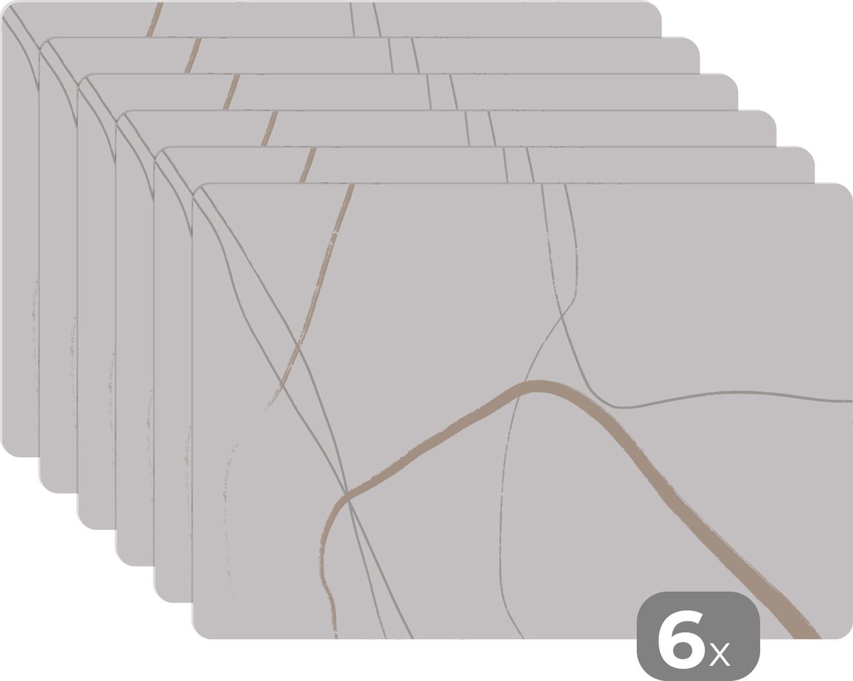 Placemat - Abstract - Line art - Minimalisme - Onderleggers - Placemats - 45x30 cm - 6 stuks