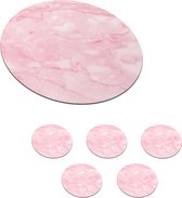 Onderzetters voor glazen - Rond - Marmer - Roze - Textuur - Chic - 10x10 cm - Glasonderzetters - 6 stuks