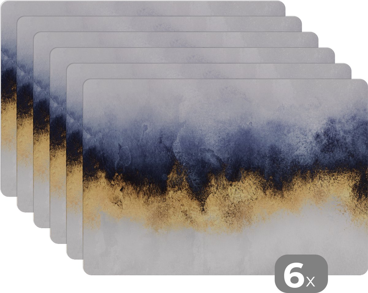 Placemat - Glitter - Goud - Abstract - Luxe - Onderleggers - Tafel - Placemats - 45x30 cm - 6 stuks