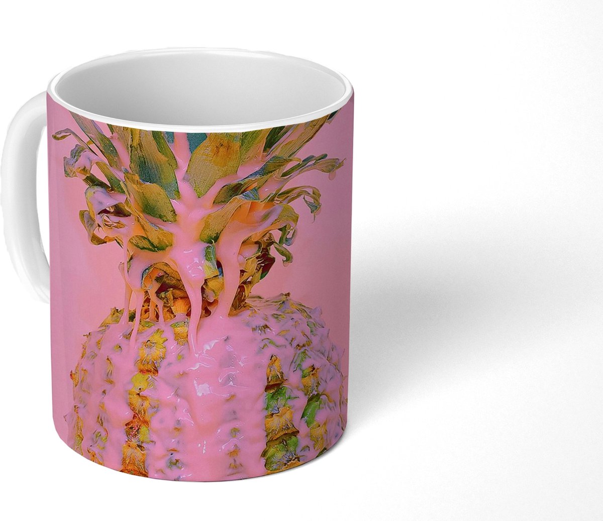 Mok - Koffiemok - Verf - Ananas - Roze - Zomer - Mokken - 350 ML - Beker - Koffiemokken - Theemok