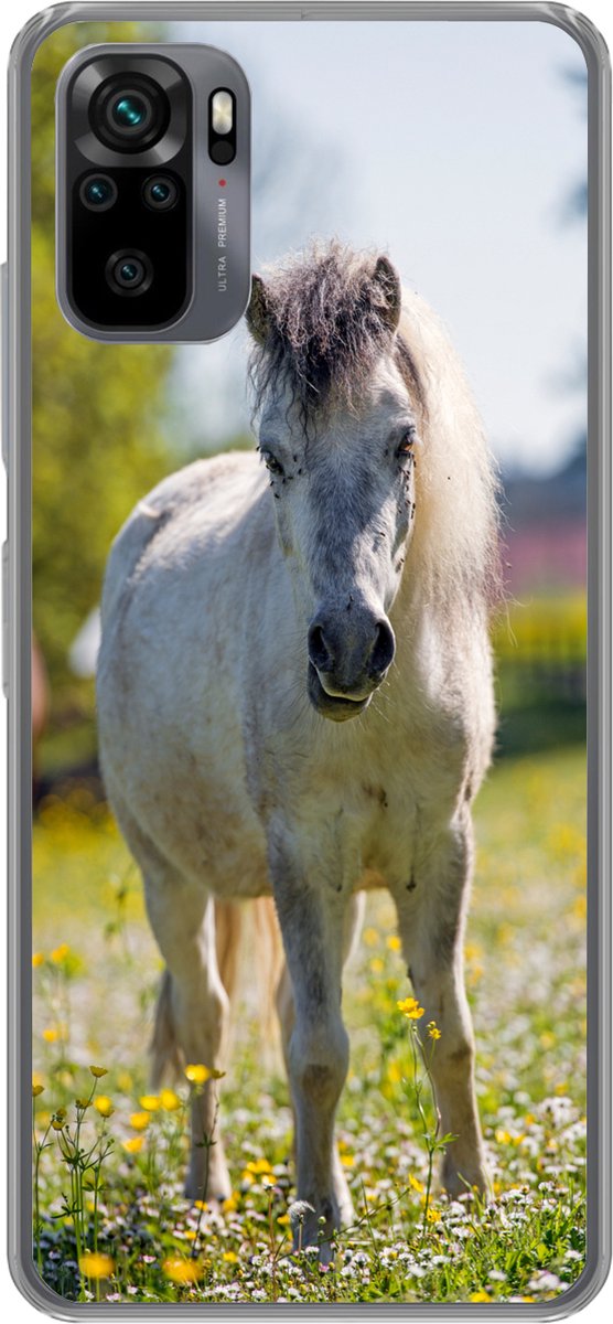 Telefoonhoesje Geschikt voor Xiaomi Geschikt voor Redmi Note 10 hoesje - Paard - Bloemen - Licht - Siliconen Telefoonhoesje Telefoonhoesje
