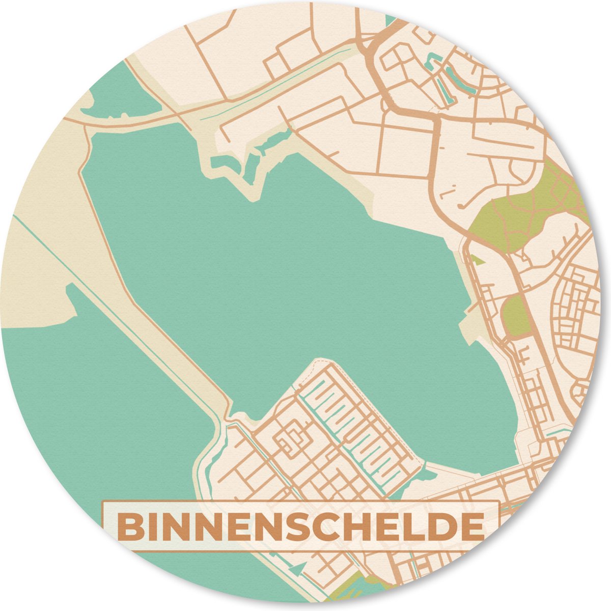 Muismat rond 20x20 cm - Mousepad Kaart - Retro - Stadskaart - Binnenschelde - Plattegrond - Ronde muismatten - Stadskaart