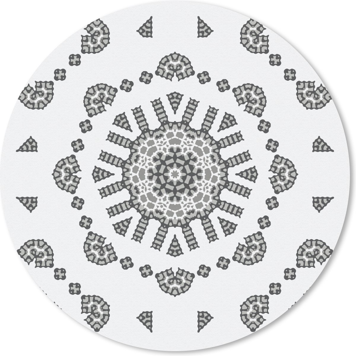 Muismat rond 40x40 cm - Mousepad Mandala - Patronen - Zwart Wit - Ronde muismatten