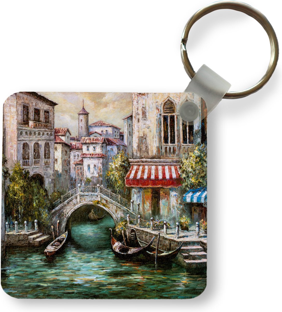 Sleutelhanger - Uitdeelcadeautjes - Schilderij - Olieverf - Water - Gracht - Italië - Plastic