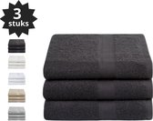 Droomtextiel® Luxe Badhanddoeken Antraciet 70x140 cm - 3 Stuks - Pure Katoen - Bad textiel - Heerlijk Zacht