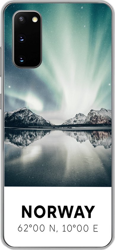 Telefoonhoesje Geschikt voor Samsung Galaxy S20 hoesje - Noorwegen - Noorderlicht - Meer - Siliconen Telefoonhoesje Telefoonhoesje