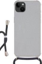 Geschikt voorApple Iphone 14 Plus - Crossbody Case - Metaal print - Grijs - Siliconen - Crossbody - Backcover met Koord - Telefoonhoesje met koord - Hoesje met touw