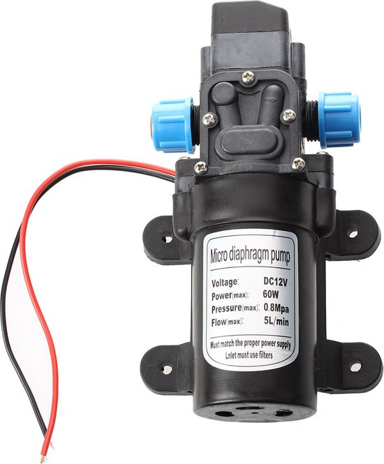 Mini pompe à eau à membrane haute pression noire DC 12V 60W arrêt  automatique 5L/Min