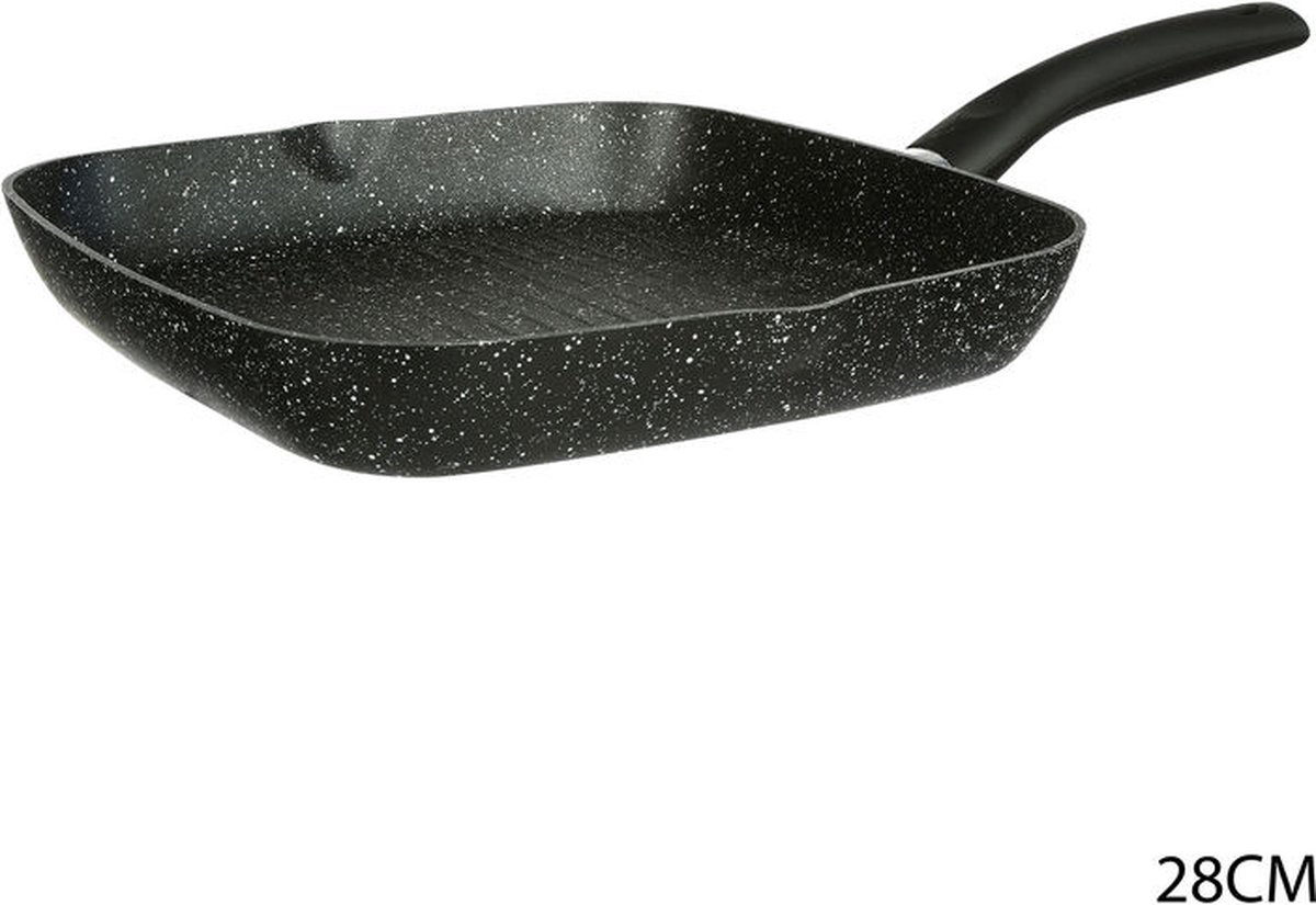Grilleerpan van gesmeed aluminium 28x28 cm zwart