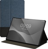 kwmobile hoes geschikt voor Samsung Galaxy Tab S8 Plus / S7 Plus / S7 FE - Slanke tablethoes met standaard - Tablet cover in donkerblauw / zwart