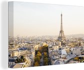 Canvas Schilderij Uitzicht over Parijs en de Eiffeltoren - 120x80 cm - Wanddecoratie